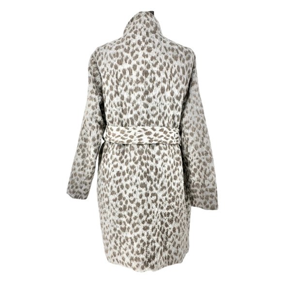 Old Navy Maternity Coat Women's XL Gray Leopard Print Zip and Waist Tie Closure - Picture 6 of 12